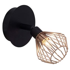 BRILLIANT lampe Dalma spot mural noir/cuivre | 1x QT14