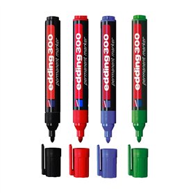 Edding 300 Lot de 4 marqueurs permanents rechargeables