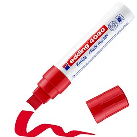 edding 4090 Marqueur craie liquide - rouge - 1 feutre craie liquide - pointe biseautée 4-15 mm - feutre craie effacable pour écr