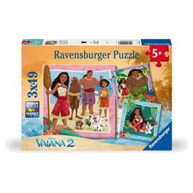 Ravensburger - Puzzle Enfant - Lot de 3 Puzzles 49 pièces - vers de Nouvelles Aventures/Disney Vaiana 2 - Fille ou garçon dès 5