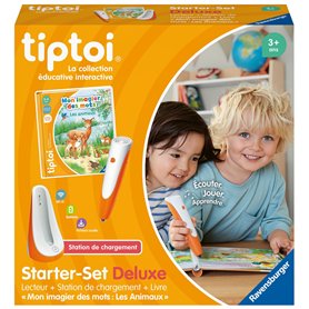 Ravensburger - tiptoi® - Starter Set Deluxe - Lecteur + Station de Chargement + Livre Mon imagier des Mots Les Animaux - Jeu édu