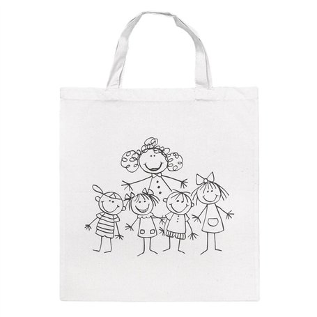 Rayher 3827400 Sac en Coton imprimé Beige 38 x 42 cm
