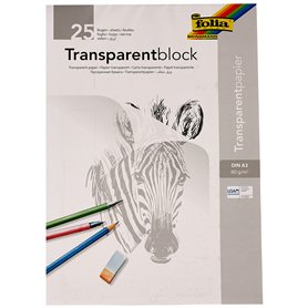 Rayher papier calque bloc de 25 feuilles de papier transparent format A3 80 g/m² papier translucide idéal pour dessiner ou repro