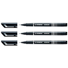 STABILO Lot de 3 Stylos feutre Fineliner Sensor pointe fine noir