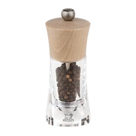 PEUGEOT - Moulin à Poivre Oléron 14 cm - Réglage Classique - En Bois Labellisé PEFC Et Acryl - Fabrication Française - Coloris N