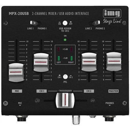IMG Stage Line Mpx de 20usb 3 canaux stéréo Table de mixage DJ avec interface USB Noir