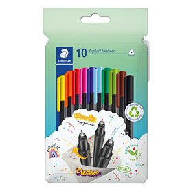 Staedtler Fineliner triplus 334 C10 Lot de 10 feutres fins ergonomiques avec pointe ultra fine de 0