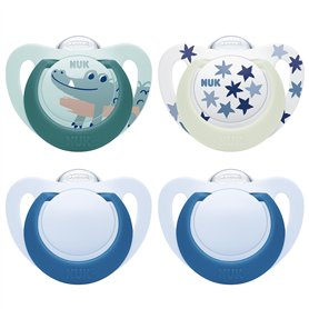 NUK Star Night Tetine pour bébé | 18-36 mois | Apaise 99 % des bébés | Sucettes en silicone sans BPA | Brille dans le noir pour