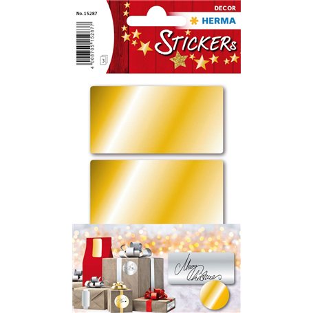 HERMA 15287 Lot de 9 autocollants de Noël dorés - 34 x 67 mm - Étiquettes de fermeture pour cadeaux - Points adhésifs pour décor