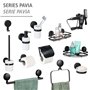 WENKO Tablette de Rangement d'angle Pavia Noire Static-Loc Plus, étagère de Salle de Bain, sans percer, Fixation par adhérence S