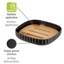 WENKO Porte-savon Rotello, coupelle à savon en plastique haute qualité avec détail naturel en bambou pour le rangement de savons