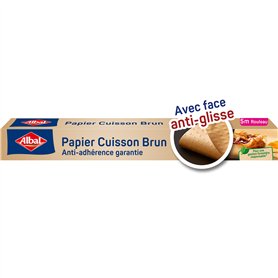 Albal - Papier Cuisson Brun 5m - Teinte naturelle - Anti-glisse - Anti-adhérent