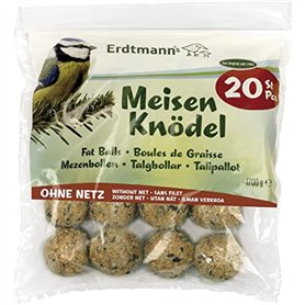 Erdtmanns Boule de Graisse sans Filets pour Oiseaux 20 Pièces