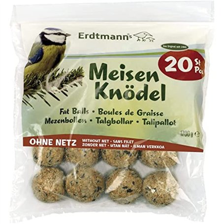 Erdtmanns Boule de Graisse sans Filets pour Oiseaux 20 Pièces