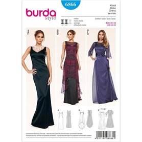 Burda B6866 Patron de Couture Robe de Soirée 19 x 13 cm