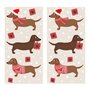 Lot de 20 mouchoirs individuels en forme de teckel de Noël en tenue de Noël. 2 paquets de 10 mouchoirs individuels imprimés en c