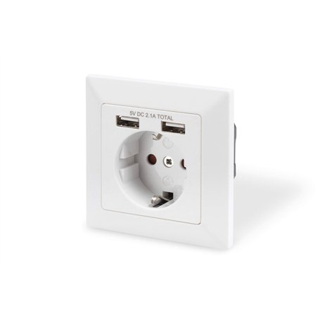 DIGITUS Prise encastrée avec chargeur USB-A - 2 prises USB - 5V / 2