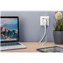 DIGITUS Prise encastrée avec chargeur USB-A - 2 prises USB - 5V / 2,1A total - 250V 50Hz - Profondeur d'encastrement 32 mm - Des