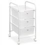 IDIMEX Caisson sur roulettes GINA Chariot avec 3 tiroirs en Plastique Blanc Transparent et 1 étagère