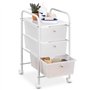 IDIMEX Caisson sur roulettes GINA Chariot avec 3 tiroirs en Plastique Blanc Transparent et 1 étagère, Meuble de Rangement pour S