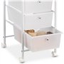 IDIMEX Caisson sur roulettes GINA Chariot avec 3 tiroirs en Plastique Blanc Transparent et 1 étagère, Meuble de Rangement pour S