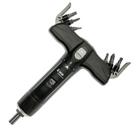 WGB Das Werkzeug Tournevis dynamométrique avec 12 embouts dans poignée en T pour vélo | Clé dynamométrique 1/4" avec cruciforme