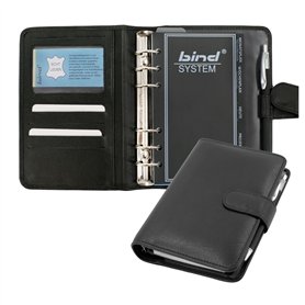 Bind 10111 - Organiseur A6 en cuir nappa - Organiseur - Agenda en noir - Dossier d'environ 19 x 14 x 4 cm