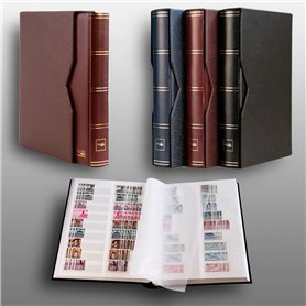 Prophila Album pour Timbres 60 Pages intérieur divisé Blanc étui de Protection Brun