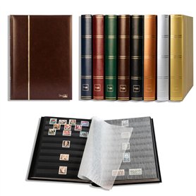 Prophila Collection 64 pages noires - Album pour timbres - Couverture matelassée verte