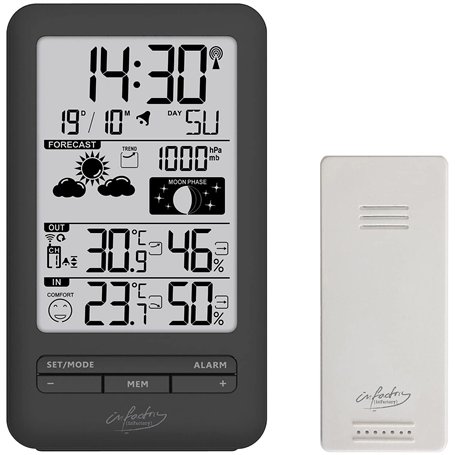 Station météo radio-pilotée FWS-170 avec baromètre et capteur extérieur [infactory]