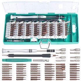AGT Coffret de vissage 62 pièces avec tournevis pour appareils électron...