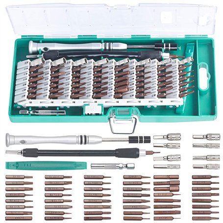 AGT Coffret de vissage 62 pièces avec tournevis pour appareils électron...