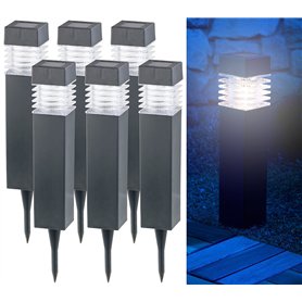 Bornes lumineuses solaires à LED avec capteur de luminosité - Carrées - x6 [Lunartec]