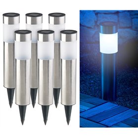 6 bornes lumineuses solaires à LED avec capteur de luminosité - Rondes [Lunartec]