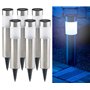 6 bornes lumineuses solaires à LED avec capteur de luminosité - Rondes [Lunartec]