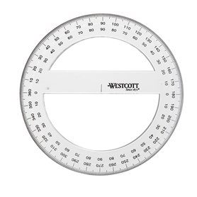 Westcott 10136 Cercle Complet Rapporteur en plastique transparent 15 cm