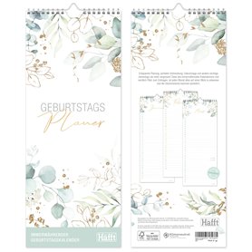 Häfft® Calendrier d'anniversaire mural perpétuel "Feuille d'or" 12 x 30 cm