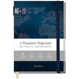 paper&you® Livre de mot de passe A6+ avec onglet A-Z « World Wide » pour 320 données d'accès