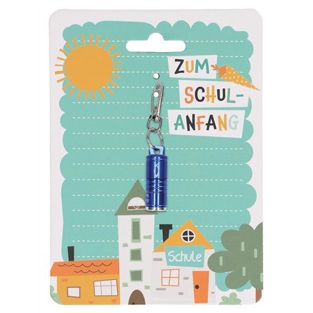 BUTZON & BERCKER Mini lampe de poche LED - Rentrée scolaire - Lampe de poche pour enfant en métal bleu avec gravure poisson et m