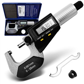 MIB Micromètre numérique DIN 863 ABS | Mesures précises de 0 à 25 mm | Micromètre numérique | Outils de mesure et de planificati