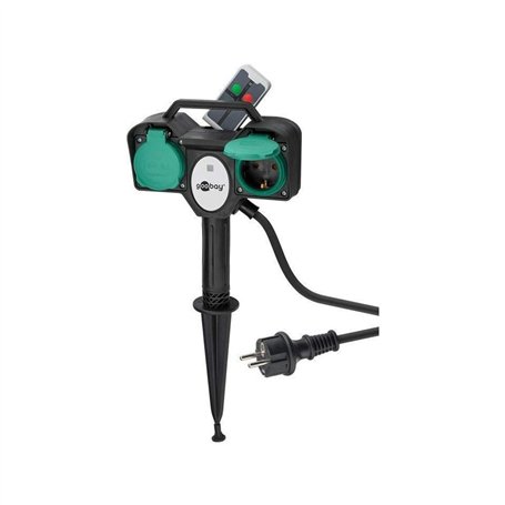 Goobay 76779 Prise de jardin 2 voies avec télécommande jusqu'à 30 m particulièrement adaptée à une utilisation en extérieur - IP