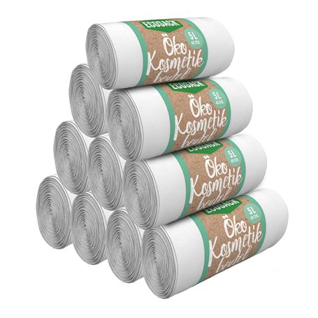 ECOSACK Lot de 10 rouleaux de sacs poubelle écologiques de 5 l (400 pièces) blancs