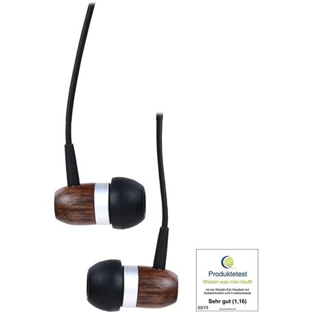 InLine 55357 Woodin écouteurs avec Microphone Filaire/Touche de Fonction Noyer