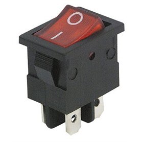 Mini-interrupteur à bascule - 4 pôles avec témoin lumineux rouge - Environ 250 V - 6