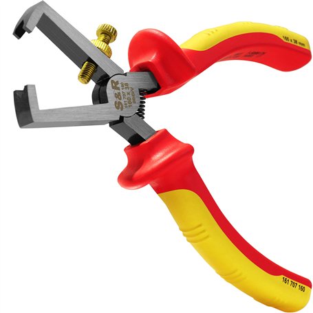 S&R Pince à Dénuder Electricien Isolée 160 mm. Dénudeur Cables électriques VDE 1000 volt