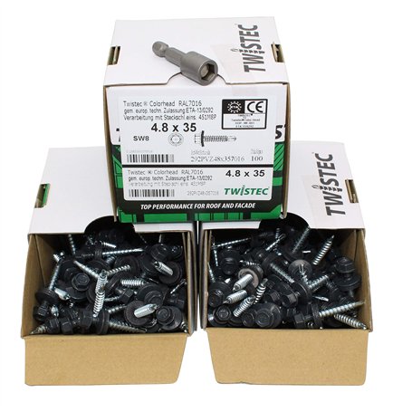 TWISTEC Lot de 300 vis auto-perceuses en tôle