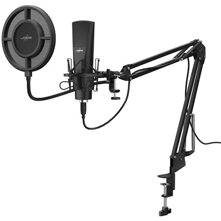 uRage Microphone à Condensateur de streaming USB avec bras (Micro Cardioïde d'Enregistrement Studio Conversation YouTube Voix-of