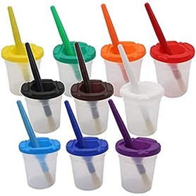 Lot de 10 gobelets et pinceaux anti-déversement