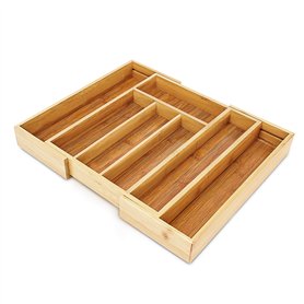 Relaxdays 10018883 Range-Couvert Extensible Rangement pour Tiroir Cuisine Bambou Nature