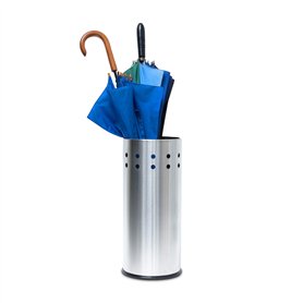 Relaxdays Porte-parapluies acier inoxydable Inox Support rond rangement parapluie meuble Hauteur 49
